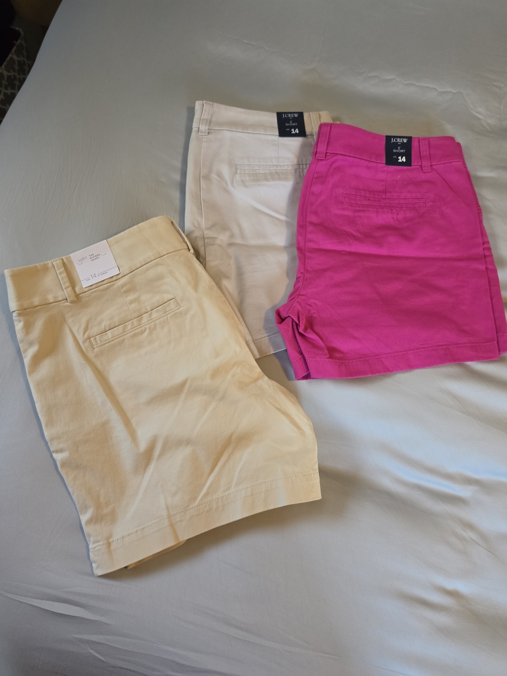 J. Crew Women’s Chino Shorts - Pink, Cream, Light Gray - Size 14 - Picture 2 of 9